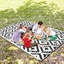 Tapis d'extérieur imperméable 5 pi x 8 pi, tapis réversible en plastique, tapis moderne, grand tapis de sol pour l'extérieur, véhicule récréatif, patio, cour, terrasse, pique-nique, plage, camping (treillis noir et blanc 5 pi x 8 pi)