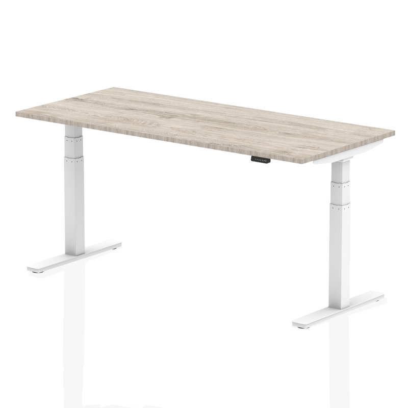 Nural Adjustable Metal Base Standing Desk, White, 131cm H x 180cm W x 80cm D