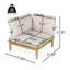 Chaise de coin moderne de canapés de patio, siège compact en bois d'acacia pour la maison