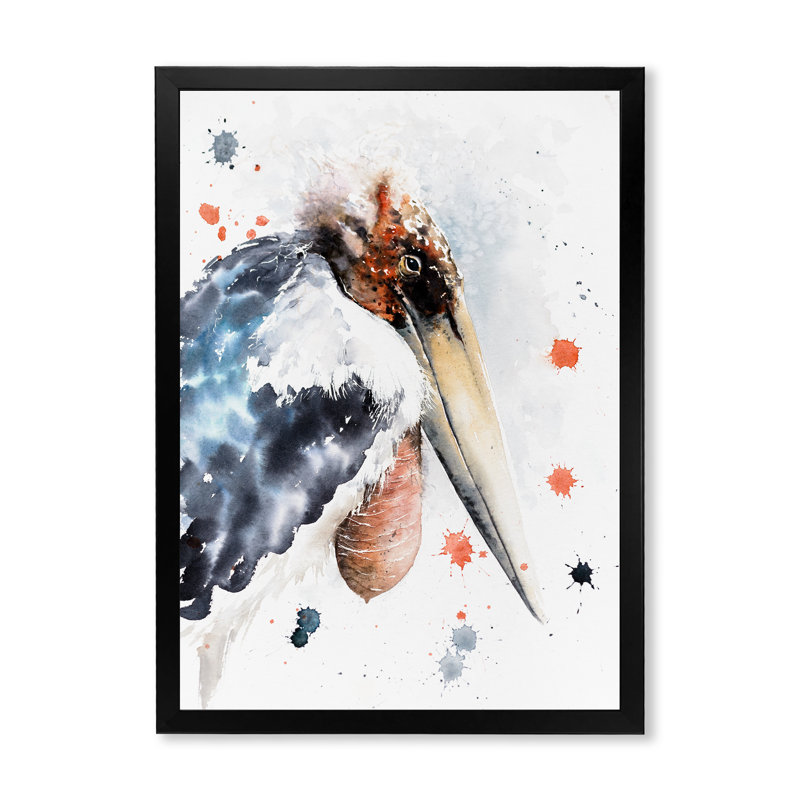 «Abstract Portrait of Marabou Stork», reproduction d'art sur toile encadrée, H 20 po x l 12 po x P 1 po, Cadre photo noir