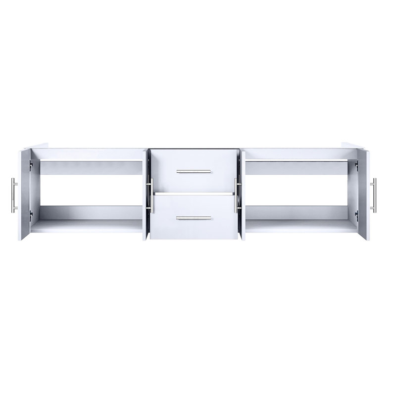 72 In. Glossy White Bathroom Cabinet - 2 Compartments & Drawers Soft Close Solid Wood Frame Quick Setup Instructions Method
