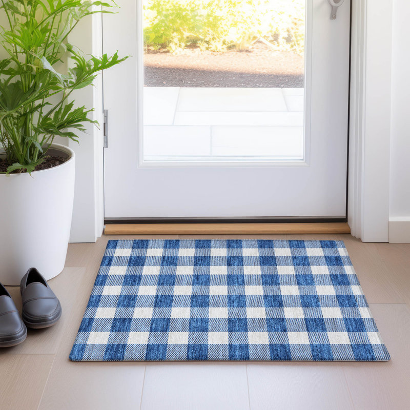 Premium Machine Washable Prisco Navy Rug, Rectangle 1'8" x 2'6"