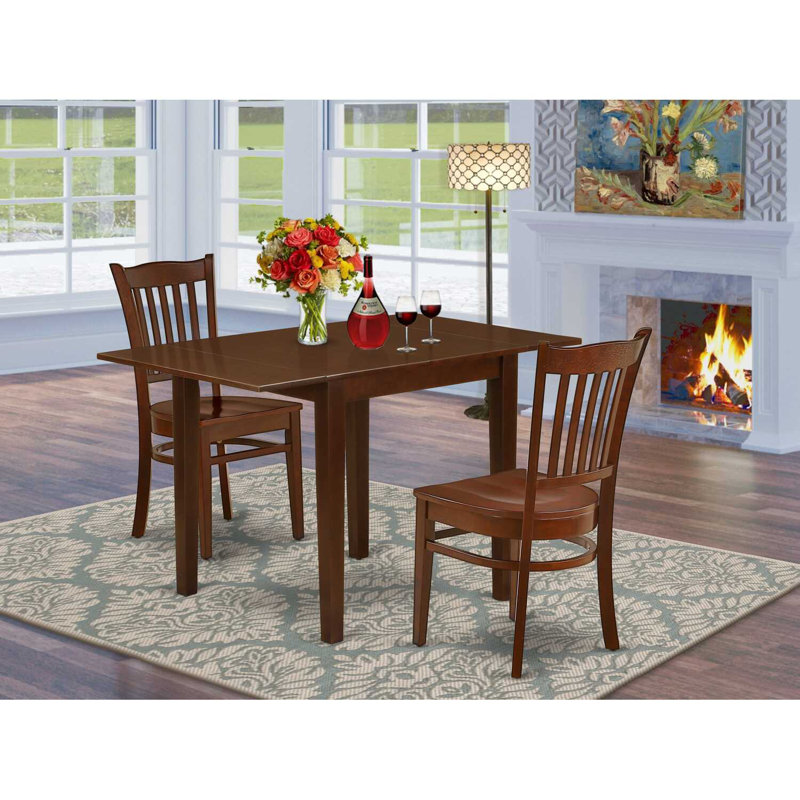 Solid Wood Top Dining Table Set, Mahogany, Mahogany, 5 Pieces: 1 Table, 4 Chairs