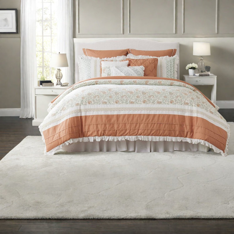 Ensemble de literie confortable en percale de coton 9 pièces pour décor de maison de campagne