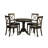 5 Piece Dining Room Furniture Set Includes a Round Dining Table with Pedestal and 4 Linen Fabric Chairs, Cappuccino-487529006-487529004