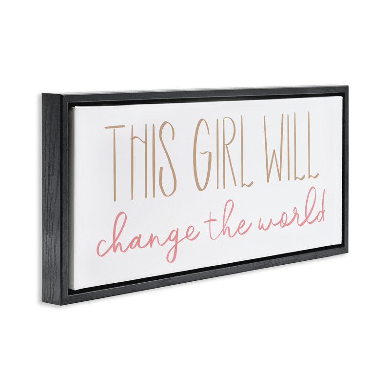 Art mural sur toile flottant, "Girl Power", Cadre flottant noir de jais, H 11 po x l 25 po