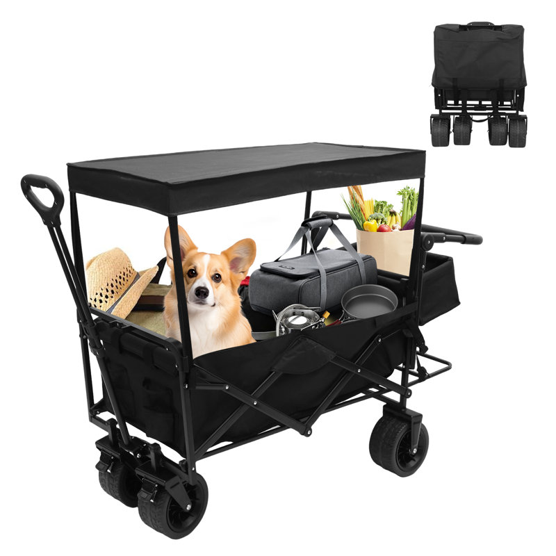 Collapsible Utility Wagon with 440lb Capacity, All-Terrain Wheels for Outdoor Adventures