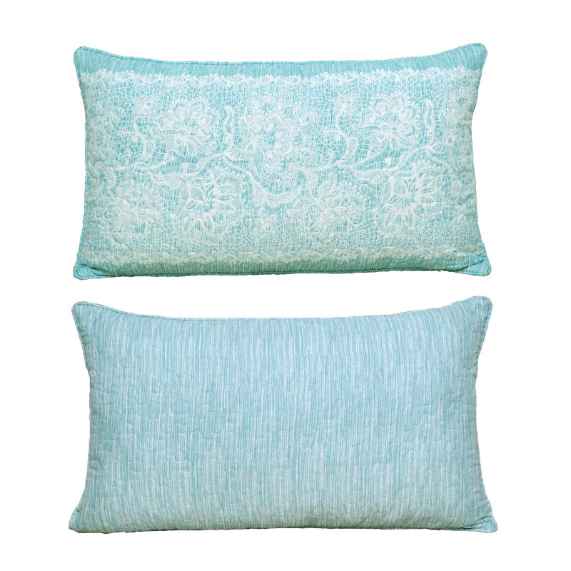 Emma Damask Pillow Cover, Teal Aqua