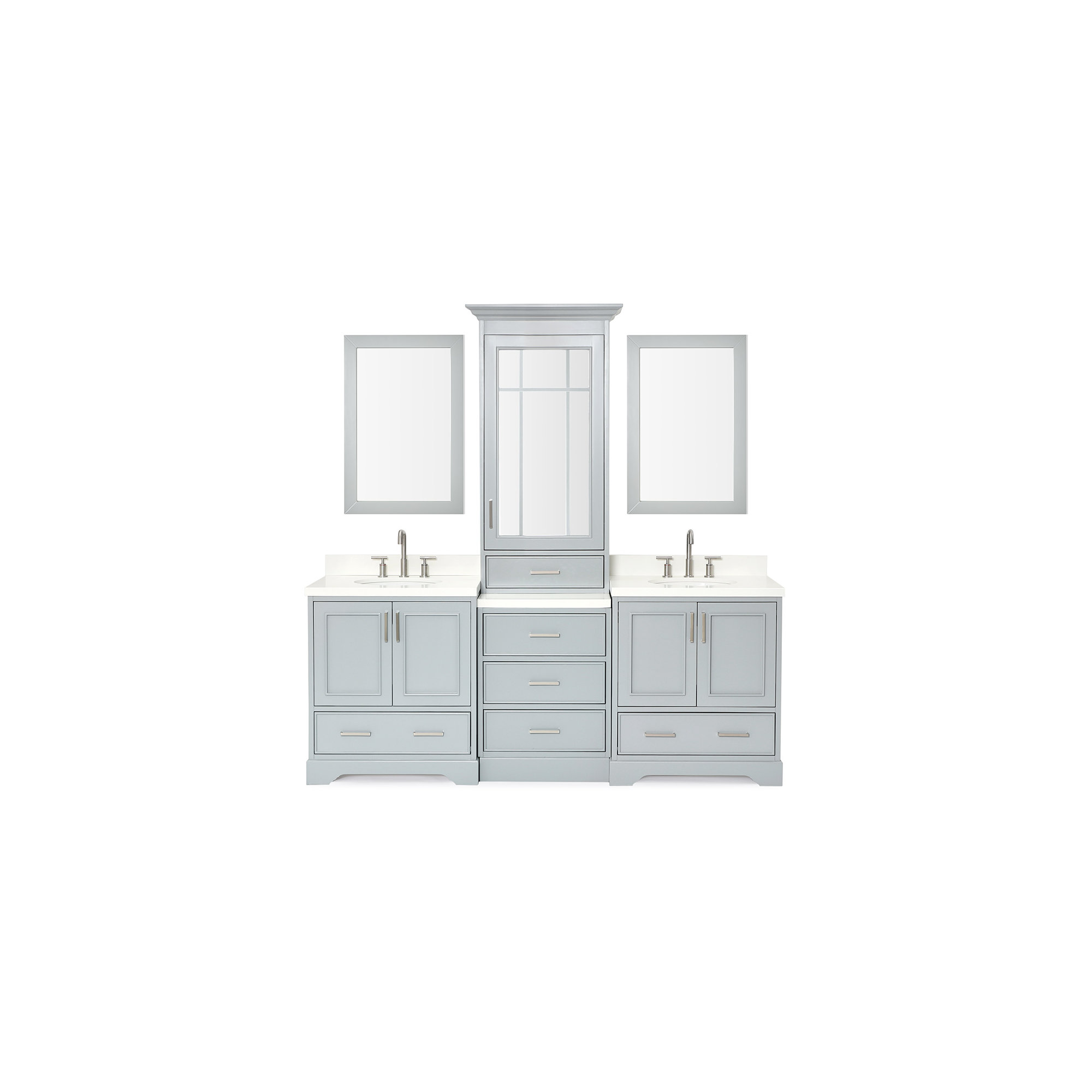 85'' Double Bathroom Vanity, Gray
