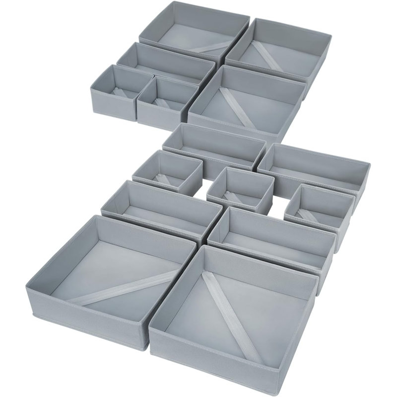 Ensemble de 15 tiroirs de rangement pour vêtements - Organisateur de sous-vêtements, de chaussettes et de soutien-gorge pliables avec bacs de rangement en tissu non tissé pour l'organisation de commode, garde-robe et garde-robe