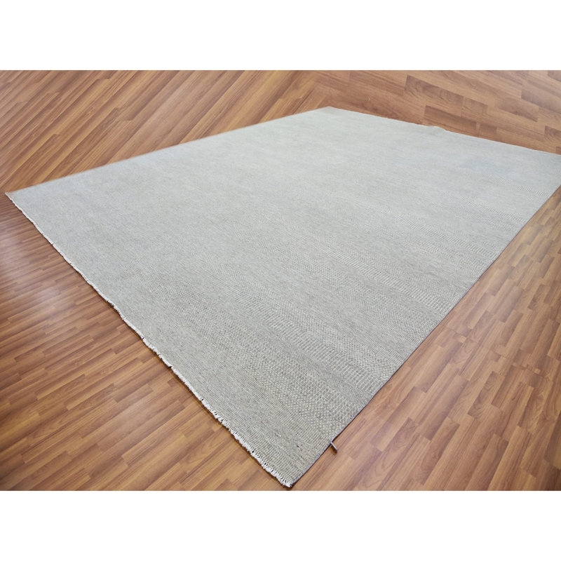 Tapis gris nouvel âge en laine 14 pi x 18 pi 3 po Zymire