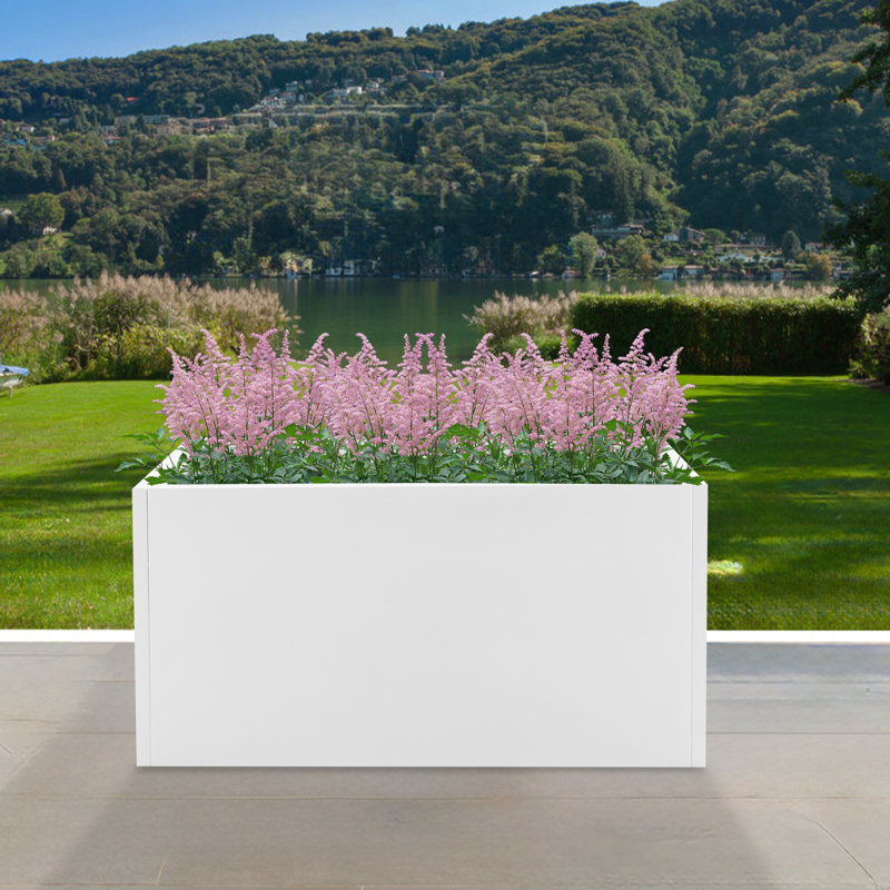 Boîte à fleurs en métal, Blanc, H 20 po x l 38 po x P 16 po