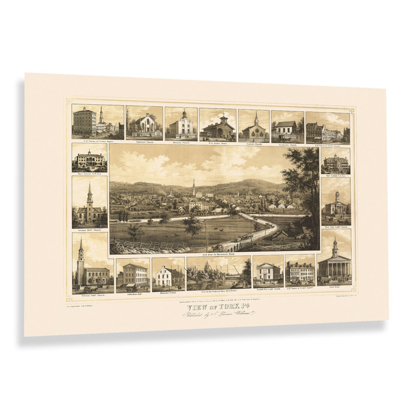 1852 York, Pennsylvanie, H 24 po x l 36 po