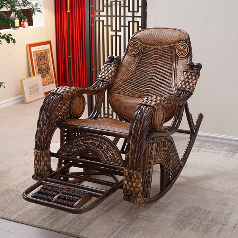 Chaise berçante en rotin naturel naturel