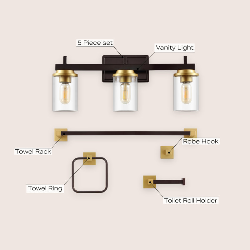 Liam 3 - Light Vanity Light, Oil Rubbed Bronze/Gold Painting