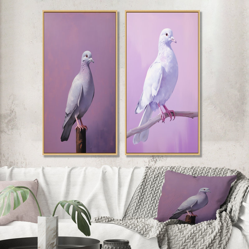 Colombe polie - ensemble de 2 reproductions d'art mural colombe, Encadrement brun, H 40 po x l 41 po