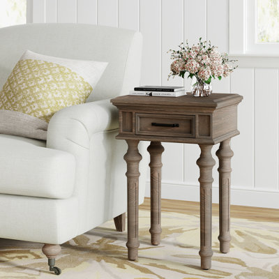 Finch Cassatt 1 Drawer Side Table, Gray