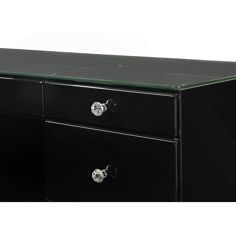 Ensemble de coiffeuse 2 pièces avec miroir lumineux à DEL, plateau en verre, 9 tiroirs, boutons en cristal pour un mobilier de chambre élégant
