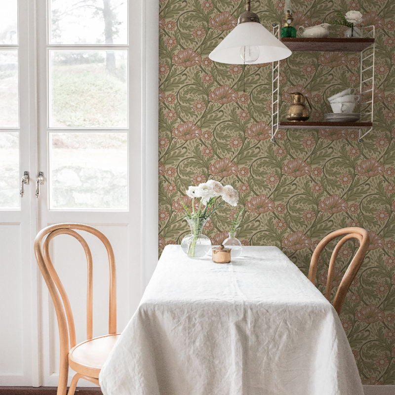 Cahterine 10.5m x 53cm Wallpaper Roll, Green