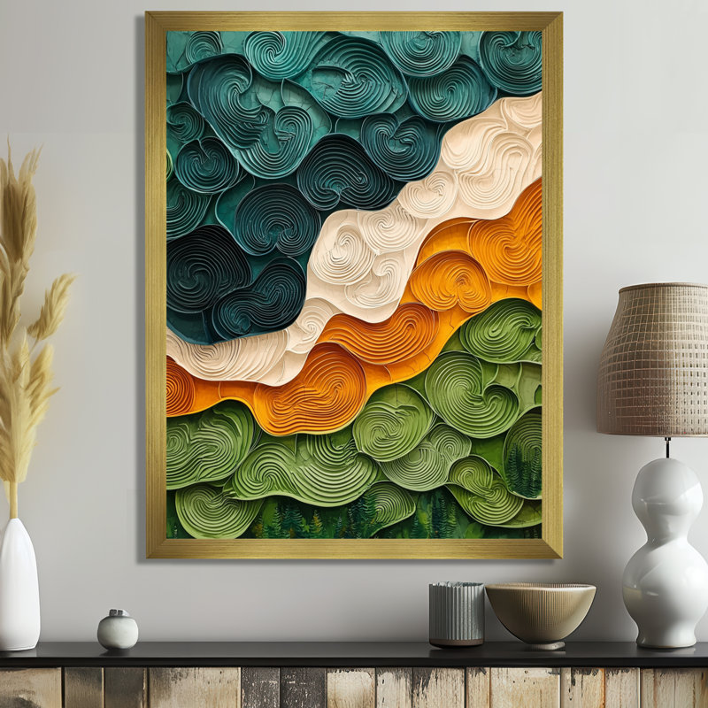 Odilo - Abstract Wall Art Living Room, H 32 po x l 24 po, Reproduction encadrée d'une seule photo, Gold