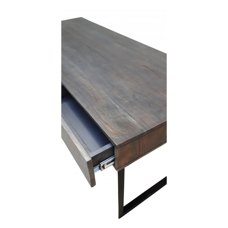 Bureau d'écriture 58 "en bois massif gris et noir avec trois tiroirs 58"