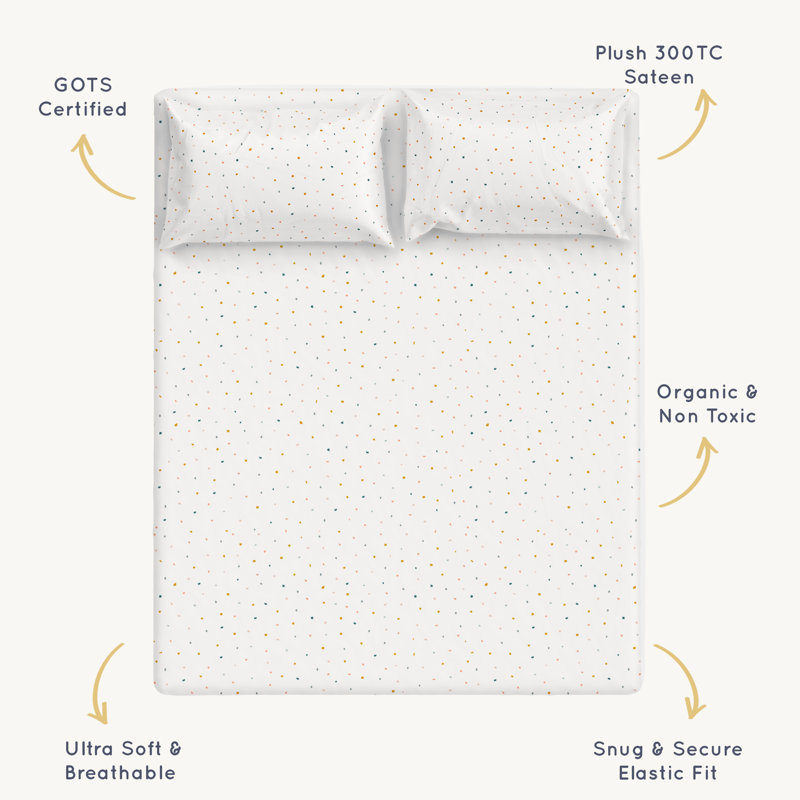 Organic Cotton Queen Pink Print Kids Sheet Set