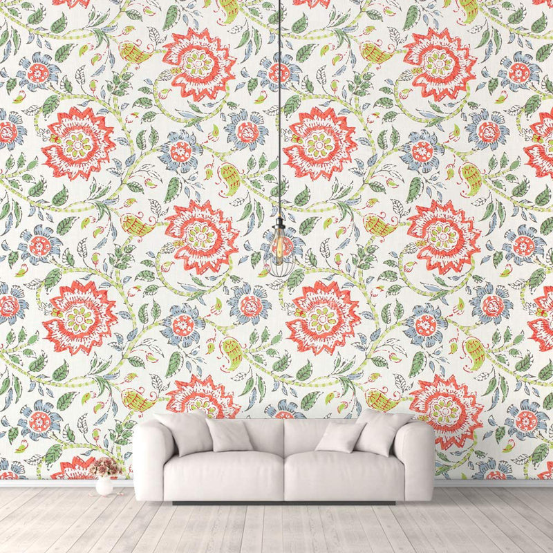 Toile Damask Peel & Stick Floral Border, 100" L x 144" W