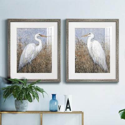 White Heron I, reproduction encadrée de qualité supérieure - prête à être accrochée