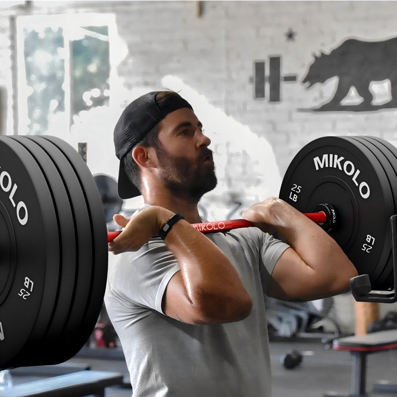 Barbell Mikolo, capacité de 1 500 lb et manchons de 2 pouces pour le dynamitage et l'entraînement en force, Rouge, 7 pi