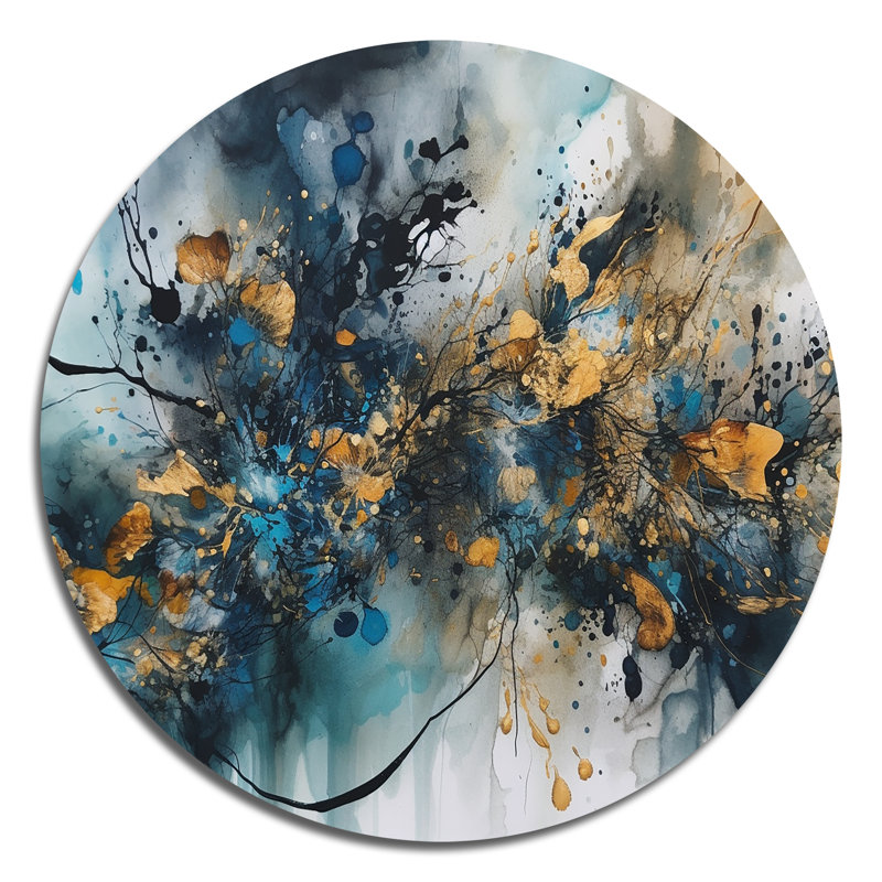 Encre liquide bleue et dorée captivante, H 23 po x l 23 po x P 1 po