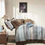 Courtepointe bleue de style traditionnel pour très grand / très grand lit avec coussins, literie 5 pièces, broderie réversible-118640438-118640439