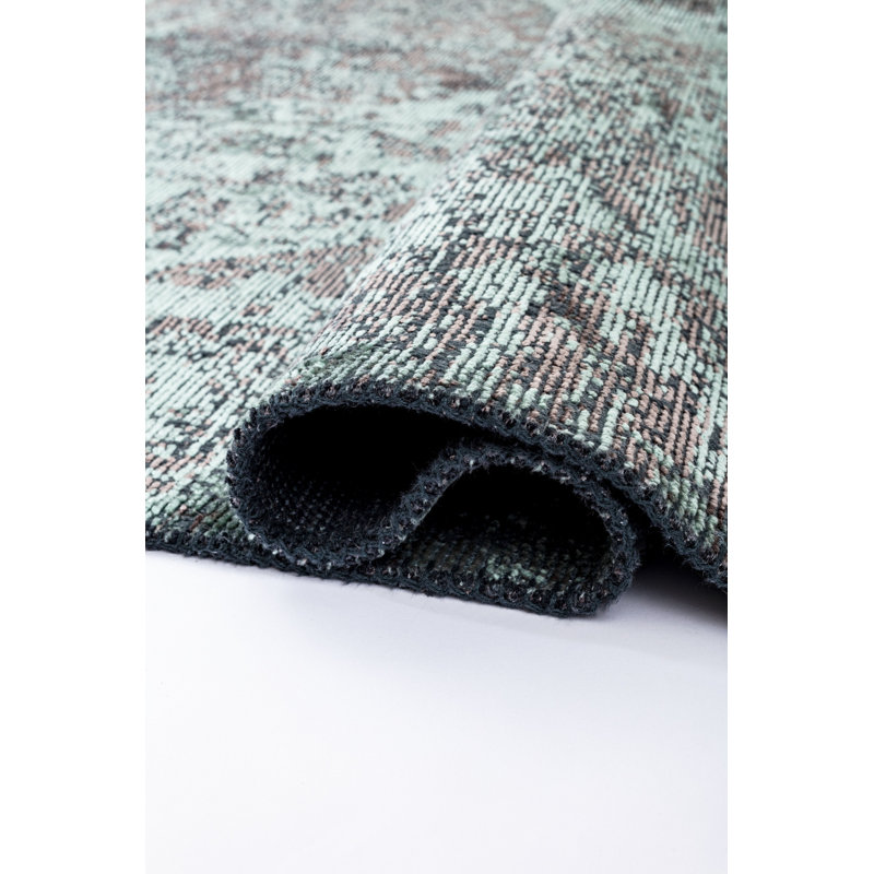 Rapture Blue/Dark Gray Damask Luxury Area Rug, Rectangle 7'10" x 9'10"