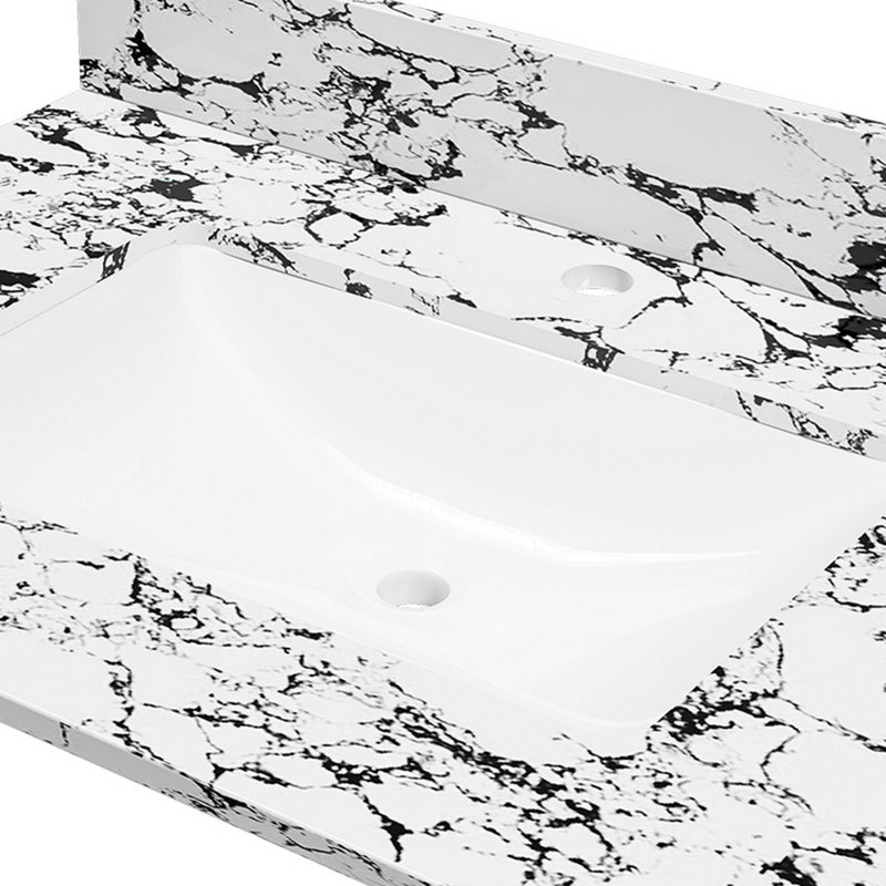 Plateau de meuble-lavabo de salle de bain avec lavabo encastré en céramique et 1 trou pré-percé