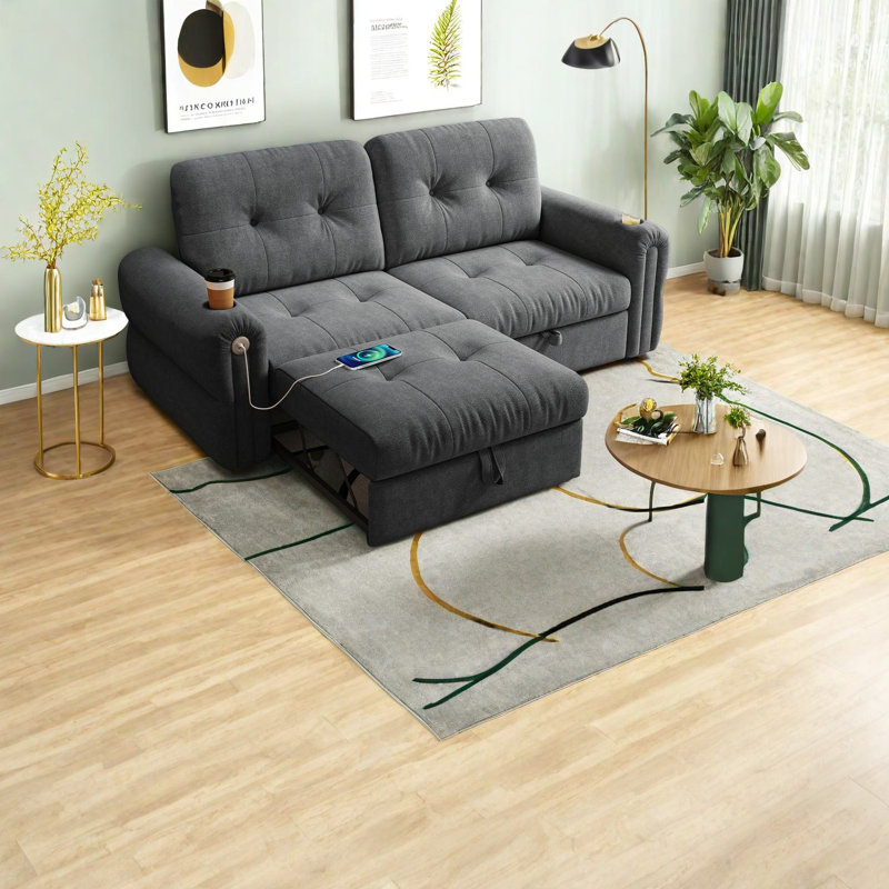 Multifunctional Sofas with Storage, Chenille Steel Sofa Bed, Modern Home