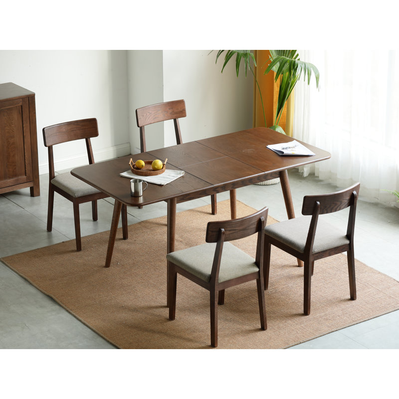 100% Solid Wood Dining Table, Extendable Design, Walnut