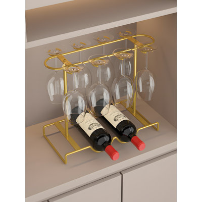 Light Luxury High Footed Cup Inverted Hanging Rack - Metal Red Wine Rack Ornament, C-Shaped Cup Mouth Design, Bar Counter Wine Cabinet Storage Display by Mint Pantry