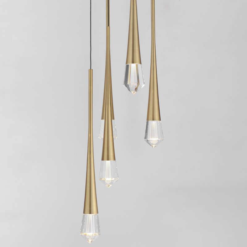 Luminaire suspendu 5 lumières, Or