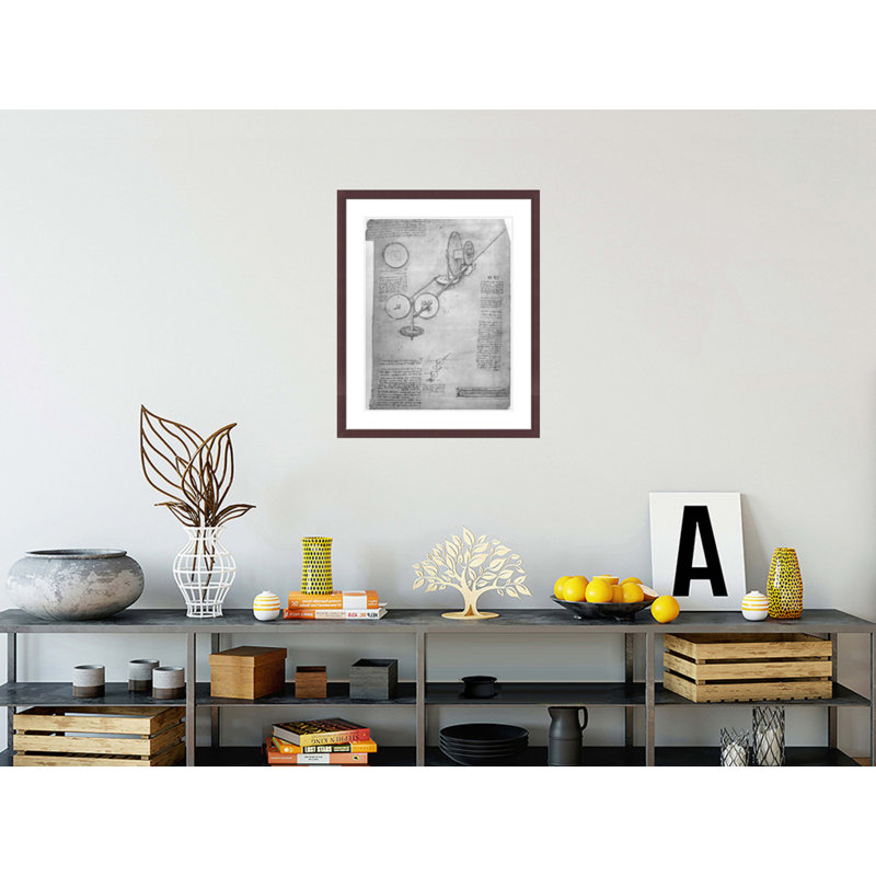 Sketch of a Rolling Mill fol. 2r-a from the Codex Atlanticus by Leonardo da Vinci -Framed Giclee Print