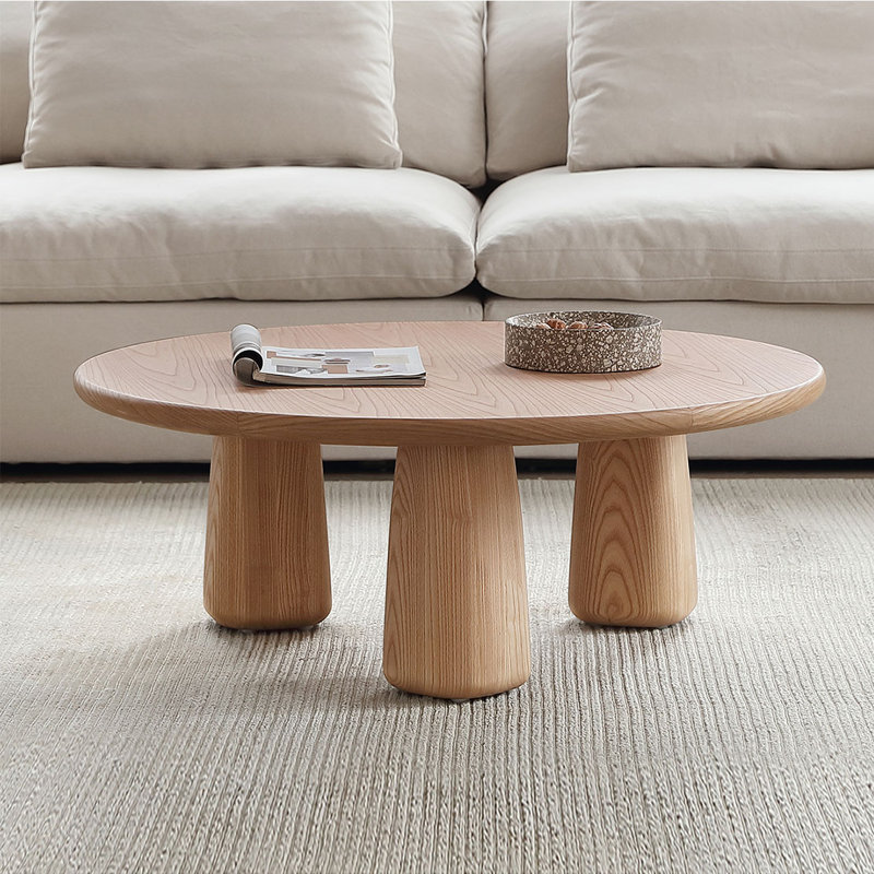 Table basse moderne et simple en bois massif, H 14,2 po x L 37,4 po x l 37,4 po