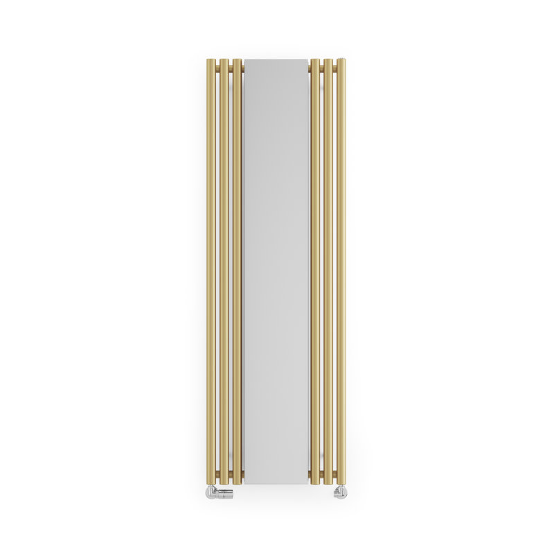 Rolo Mirror Vertical Designer Mirror Radiator, Brass