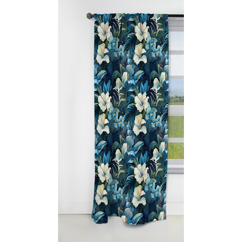 Rideau floral occultant Twilight Oasis - motif floral - 1 panneau, L 52 po x L 84 po
