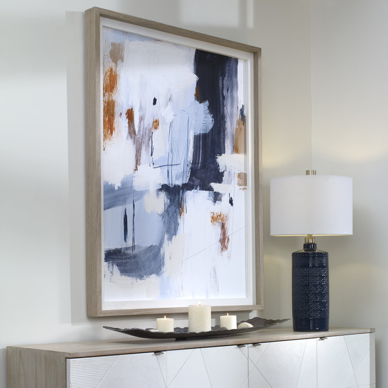 Large Abstract Print with Natural Pine Frame