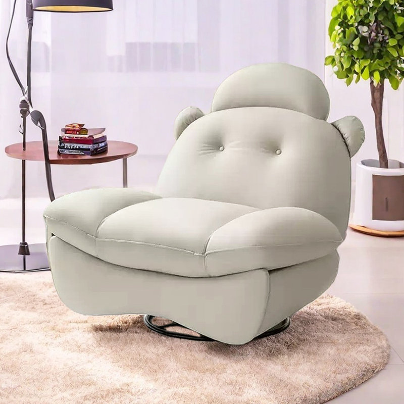 360°Rotation Retractable Headrest Storage Recliner, Beige