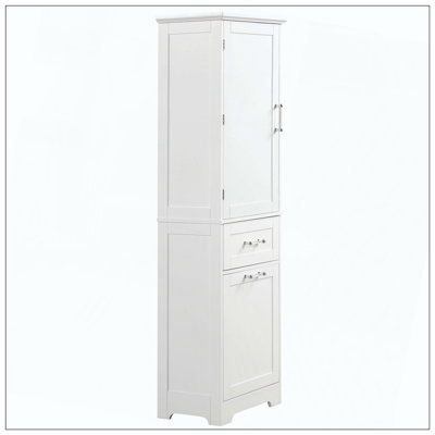 Tall Freestanding Bathroom Cabinet Two Size Drawers Adjustable Shelf