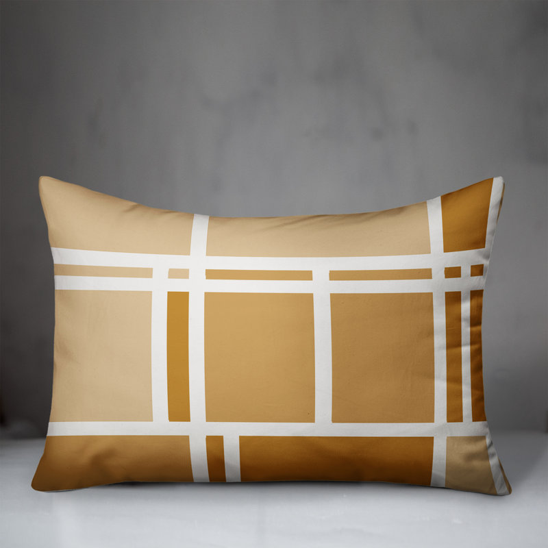  Coussin intérieur / extérieur géométrique, Orange / Jaune