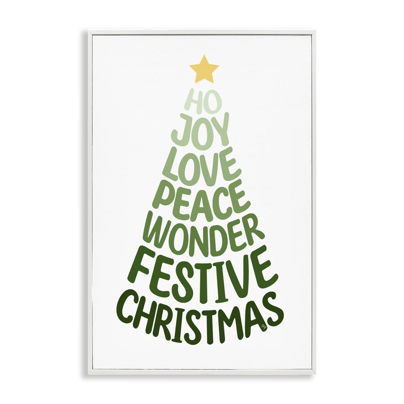 Arbre de mots festifs de Noël, estampe numérique, design par Martina Pavlova, 18" H x 12" W
