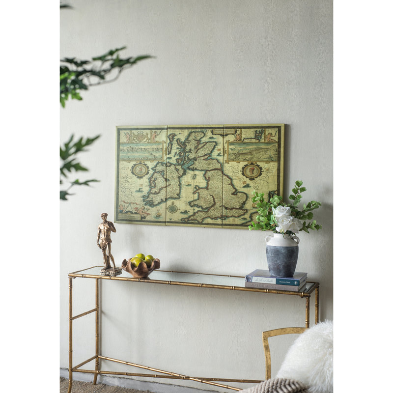 Rectangular Canvas Map Wall Art, Multicolored