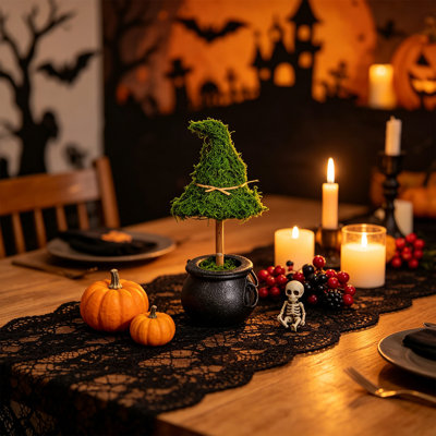 Halloween Decor Halloween Witch Themed Tabletop Potted Decor Spooky Cute Tiered Tray Ornament For Indoor Halloween Home Party Decoration