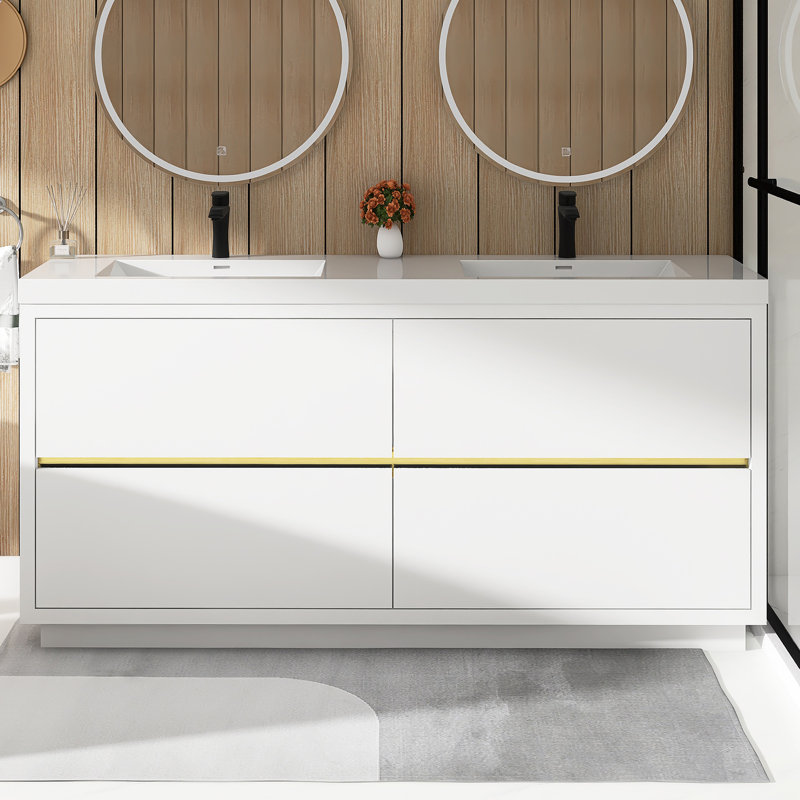 Meuble-lavabo autoportant 72 po avec lavabo 72 po, Blanc