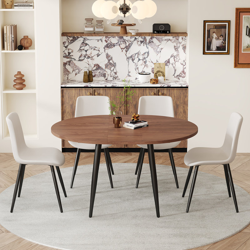 Ensemble de table de salle à manger extensible de 42 à 54 po avec chaises rembourrées confortables, Gris